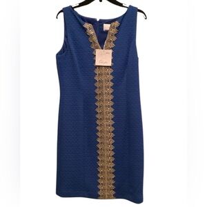 Pappagallo Royal Blue Midi Dress with Gold Accents